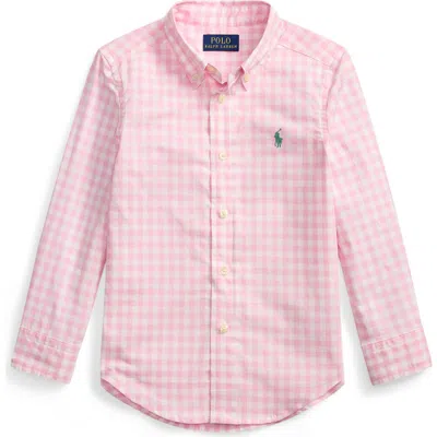 Polo Ralph Lauren Kids' Gingham Check Cotton Poplin Button-down Shirt In Multi