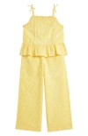 Polo Ralph Lauren Toddler And Little Girls 2-piece Gingham Seersucker Top And Pant Set In Yellow/white