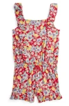 Polo Ralph Lauren Big Girls Floral Ruffled Jersey Romper In Lemon Floral