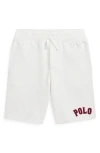 Polo Ralph Lauren Kids' Logo Appliqué Graphic Fleece Shorts In Paper White