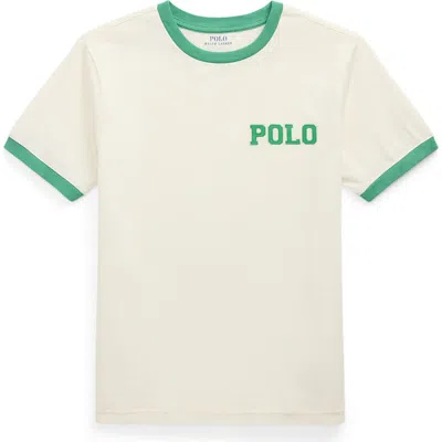 POLO RALPH LAUREN POLO RALPH LAUREN KIDS' LOGO APPLIQUÉ RINGER T-SHIRT