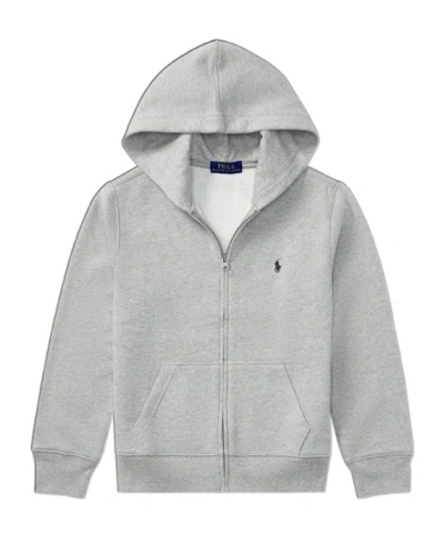 Polo Ralph Lauren Kids Logo Embroidered Hooded Jacket In Gray