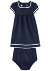 Polo Ralph Lauren Kids Logo-embroidered Jersey And Cotton Dress Set In Navy