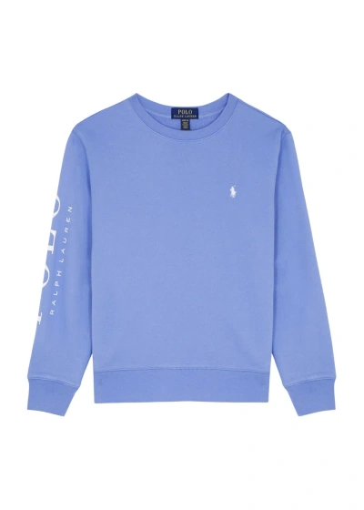 Polo Ralph Lauren Kids Logo-print Cotton-blend Sweatshirt (7-8 Years) In Blue