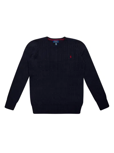 Polo Ralph Lauren Kids' Long Sleeve Cable Knit Sweater In Black