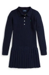 Polo Ralph Lauren Girls 2t-6x Mini-cable Long Sleeves Sweater Dress In Black