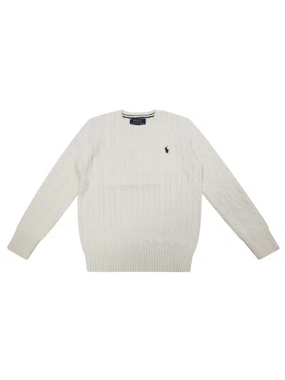 Polo Ralph Lauren Kids Long Sleeve Cable-knit Sweater In White