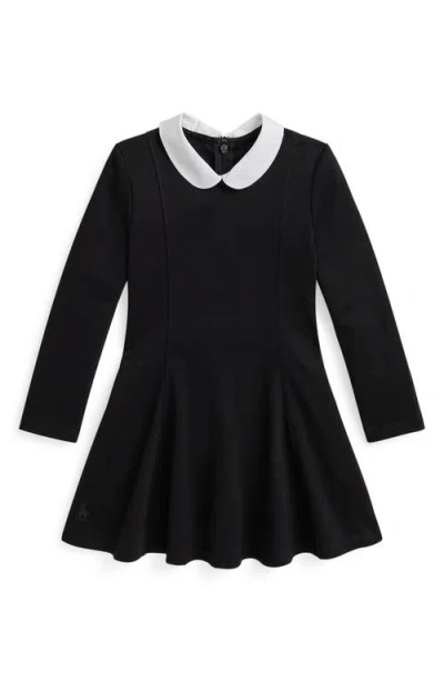 Polo Ralph Lauren Kids' Ralph Lauren Contrast-collar Ponte Dress In Black