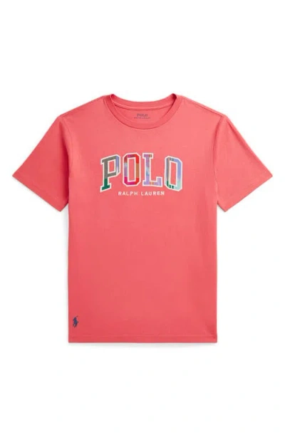 POLO RALPH LAUREN POLO RALPH LAUREN KIDS' MADRAS LOGO APPLIQUÉ T-SHIRT