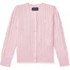 Polo Ralph Lauren Mini-cable Cotton Cardigan In Pink