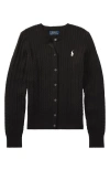 Polo Ralph Lauren Big Girls Cable-knit Cotton Cardigan In Polo Black