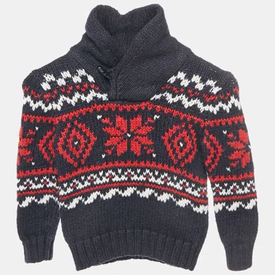 Pre-owned Polo Ralph Lauren Kids Navy Blue Knit Jacquard Snowflake Sweater 4 Yrs