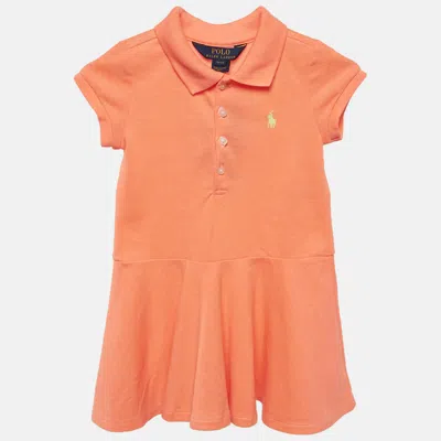 Pre-owned Polo Ralph Lauren Kids Orange Pique Flared Polo Dress 3 Yrs