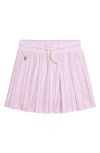 Polo Ralph Lauren Ralph Lauren Striped Pleated Oxford Mesh Skort In Pink
