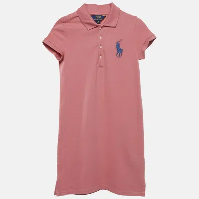 Pre-owned Polo Ralph Lauren Kids Pink Pique Polo Dress 8-10 Yrs