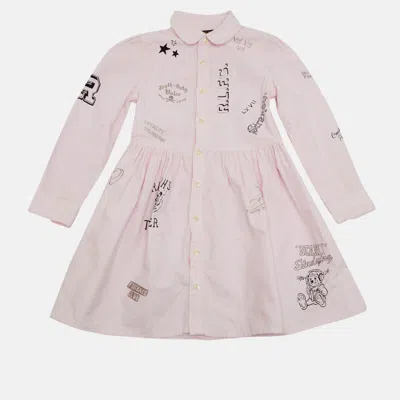 Pre-owned Polo Ralph Lauren Kids Pink Printed Cotton Dress 5yrs