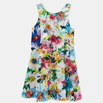 Pre-owned Polo Ralph Lauren Kids Pink/blue Floral Print Cotton Dress 5 Yrs