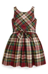 Polo Ralph Lauren Kids' Plaid Taffeta Fit & Flare Party Dress In Multi