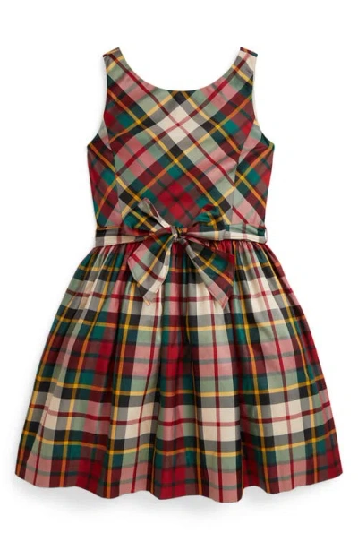Polo Ralph Lauren Kids' Plaid Taffeta Fit & Flare Party Dress In Multi