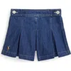 Polo Ralph Lauren Kids' Pleated Denim Wrap Skort In Blue