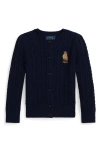 Polo Ralph Lauren Ralph Lauren Polo Bear Mini-cable Cotton Cardigan In Blue