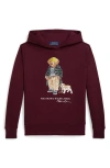 Polo Ralph Lauren Big Boys Polo Bear Fleece Hoodie In Burgundy