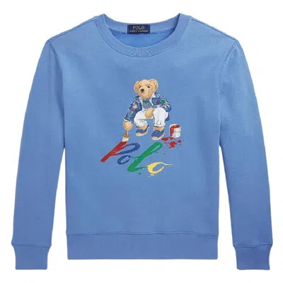 Polo Ralph Lauren Kids Polo Bear Print Long Sleeve Sweatshirt In Blue