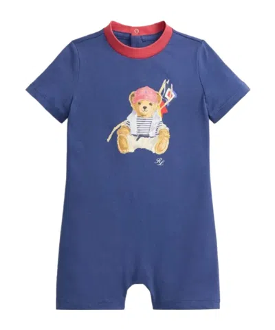 Polo Ralph Lauren Kids Polo Bear Printed Crewmeck Shorts In Blue