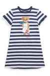 Polo Ralph Lauren Striped Polo Bear Cotton Tee Dress In Navy/white Stripe