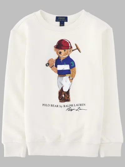Polo Ralph Lauren Kids' Polo Crew Knit Pullover Sweatshirt In White