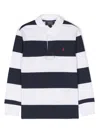 Polo Ralph Lauren Teen Boys Blue Stripe Cotton Rugby Shirt In Blue