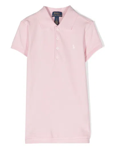 Polo Ralph Lauren Kids Polo With Polo Pony Embr In Pink