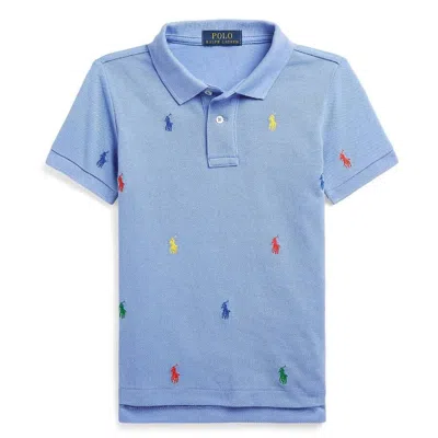 Polo Ralph Lauren Kids Pony Embroidered Cotton Polo Shirt In Blue
