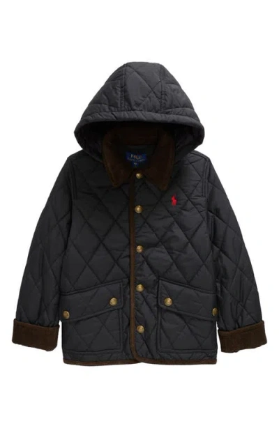 Polo Ralph Lauren Kids' Quilted Hooded Barn Jacket In Polo Black