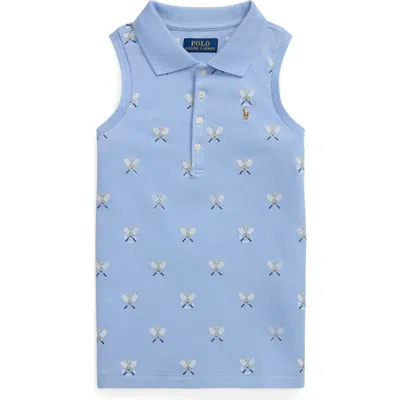 Polo Ralph Lauren Kids' Racquet Print Sleeveless Cotton Piqué Polo