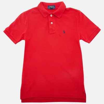 Pre-owned Polo Ralph Lauren Kids Red Embroidered Cotton Pique Polo T-shirt 8 Yrs