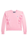 Polo Ralph Lauren Big Girls Ruffled French Terry Sweatshirt In Pink