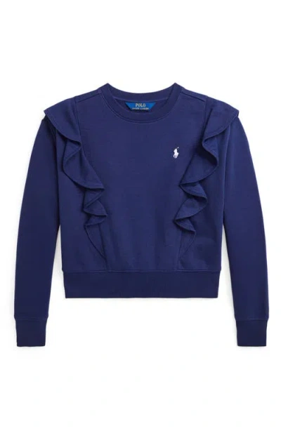 Polo Ralph Lauren Kids' Ruffle Accent French Terry Sweatshirt In Blue