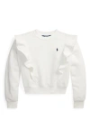 Polo Ralph Lauren Ruffled French Terry Sweatshirt In White W/c7949 Newport Navy