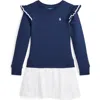 Polo Ralph Lauren Woven-skirt Terry Dress In Blue