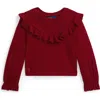 Polo Ralph Lauren Ralph Lauren Ruffled Cotton-modal Top In Red