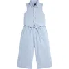 POLO RALPH LAUREN POLO RALPH LAUREN KIDS' SLEEVELESS COTTON CHAMBRAY BUTTON-DOWN SHIRT & trousers SET