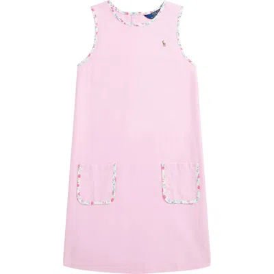 Polo Ralph Lauren Kids' Big Girls Floral-trim Oxford Dress In Bath Pink