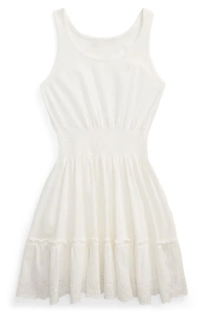 Polo Ralph Lauren Kids' Smocked Cotton Jersey Dress In White
