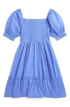 Polo Ralph Lauren Girl's Smocked Day Dress In Harbor Island Blue/yellow