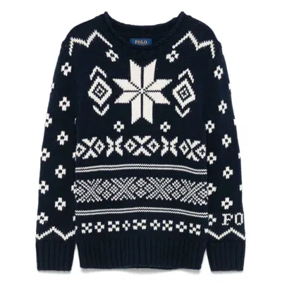 Polo Ralph Lauren Kids Snowflake Cotton-blend Sweater In Black