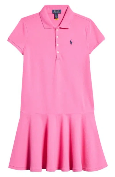 Polo Ralph Lauren Kids' Stretch Cotton Mesh Polo Dress In Baja Pink