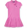 Polo Ralph Lauren Kids' Stretch Cotton Mesh Polo Dress In Pink