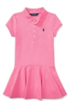 Polo Ralph Lauren Girl's Stretch Cotton Mesh Polo Dress In Pink