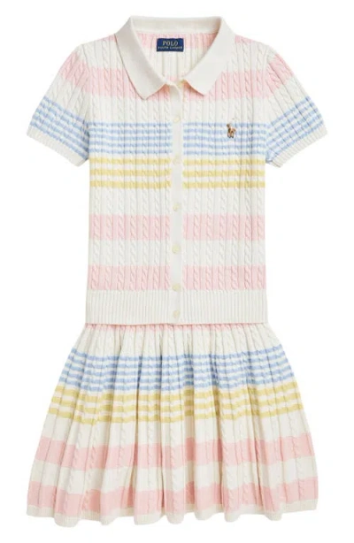 Polo Ralph Lauren Kids' Striped Cotton Sweater And Skirt Set In Assorted